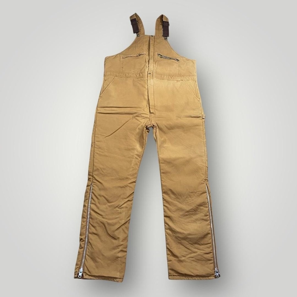 Key Imperial Insulated Overalls Mens X-Large‎ Long Brown Quilted Canvas Made USA